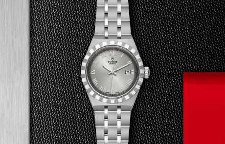 TUDOR TUDOR ROYAL displayed in a flat lay view emphasizing its design and craftsmanship.
