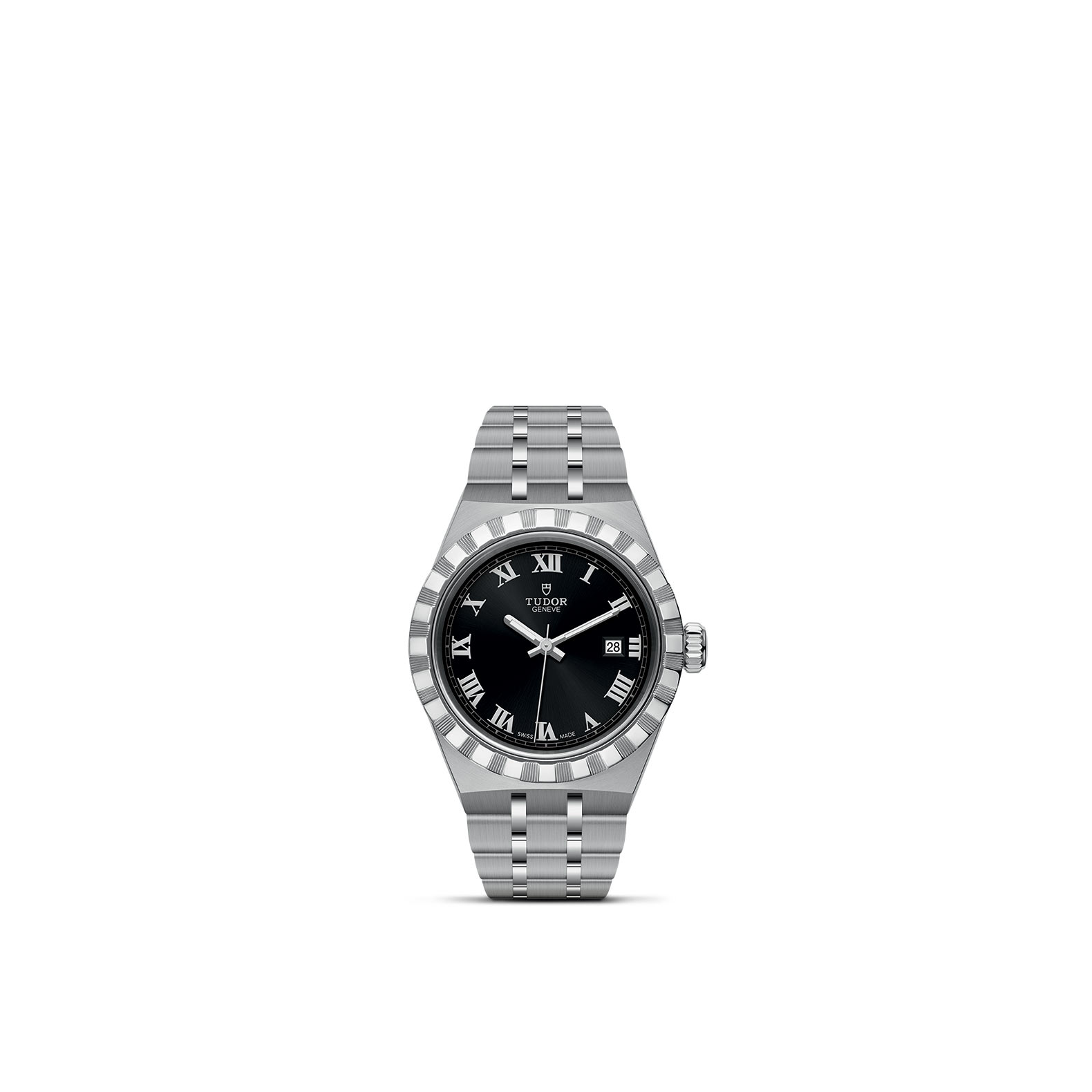 TUDOR TUDOR ROYAL standing upright, highlighting its classic design against a white background.