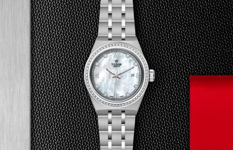 TUDOR TUDOR ROYAL displayed in a flat lay view emphasizing its design and craftsmanship.