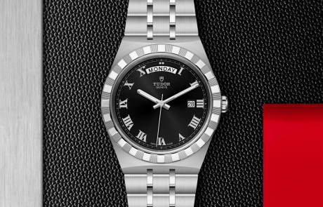TUDOR TUDOR ROYAL displayed in a flat lay view emphasizing its design and craftsmanship.