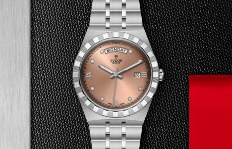 TUDOR TUDOR ROYAL displayed in a flat lay view emphasizing its design and craftsmanship.
