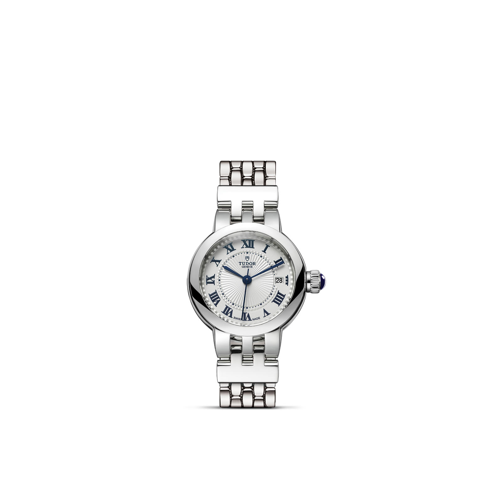 TUDOR CLAIR DE ROSE standing upright, highlighting its classic design against a white background.