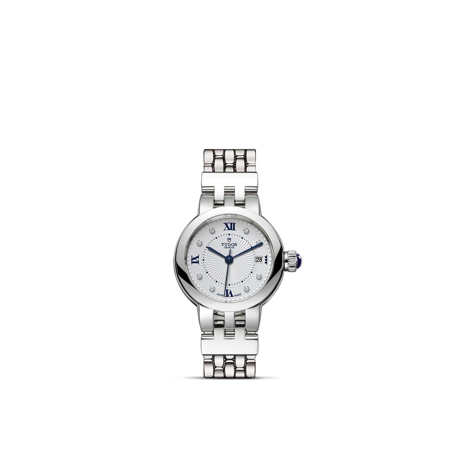 TUDOR CLAIR DE ROSE standing upright, highlighting its classic design against a white background.