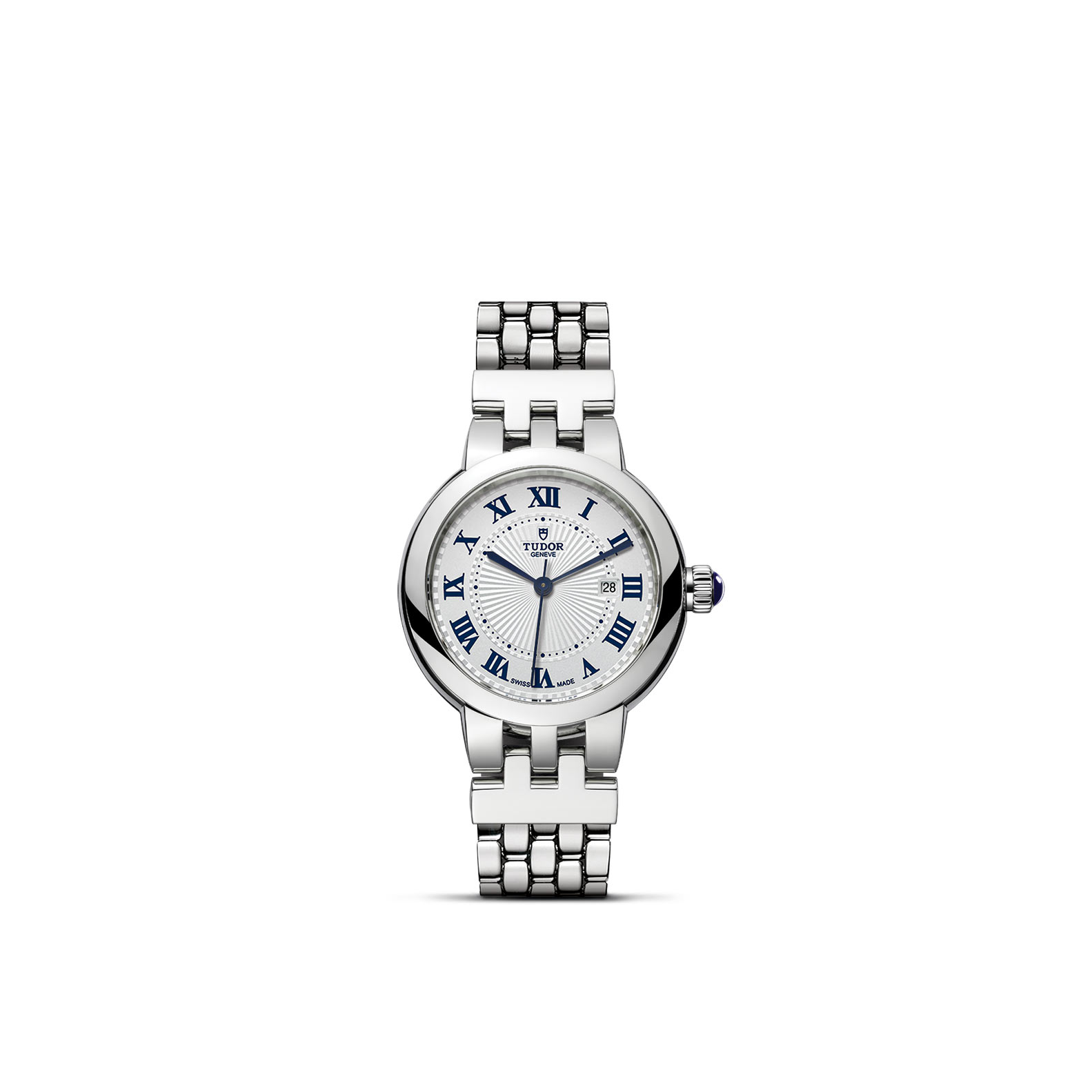 TUDOR CLAIR DE ROSE standing upright, highlighting its classic design against a white background.