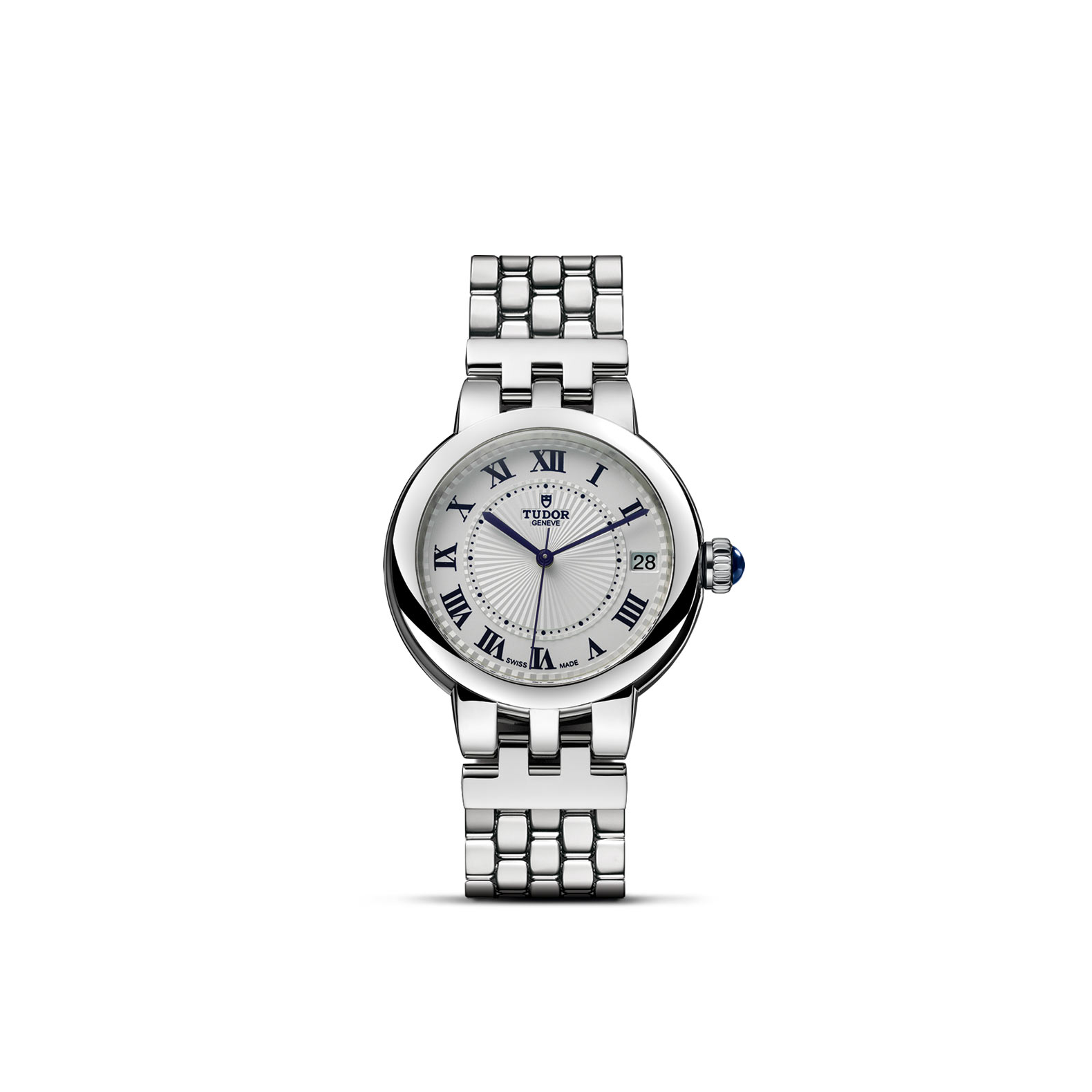 TUDOR CLAIR DE ROSE standing upright, highlighting its classic design against a white background.