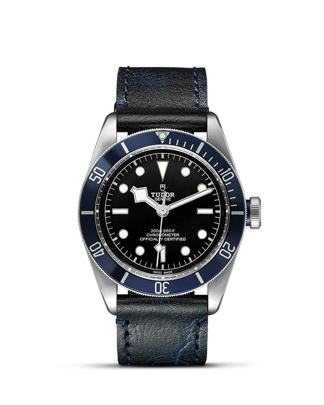 TUDOR BLACK BAY presented upright against a white grid, focusing on its refined aesthetics.