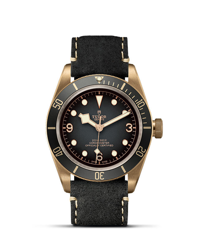 TUDOR BLACK BAY BRONZE presented upright against a white grid, focusing on its refined aesthetics.