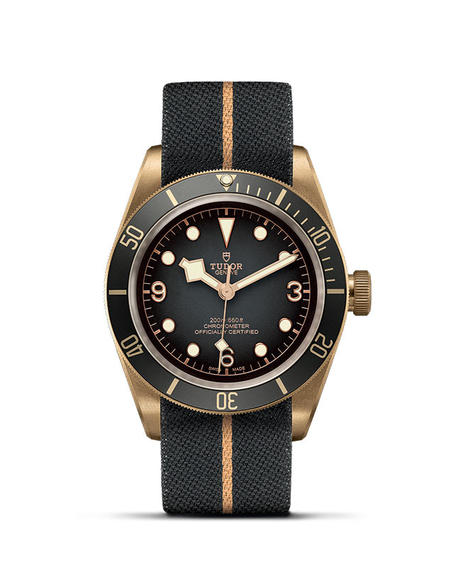 TUDOR BLACK BAY BRONZE presented upright against a white grid, focusing on its refined aesthetics.