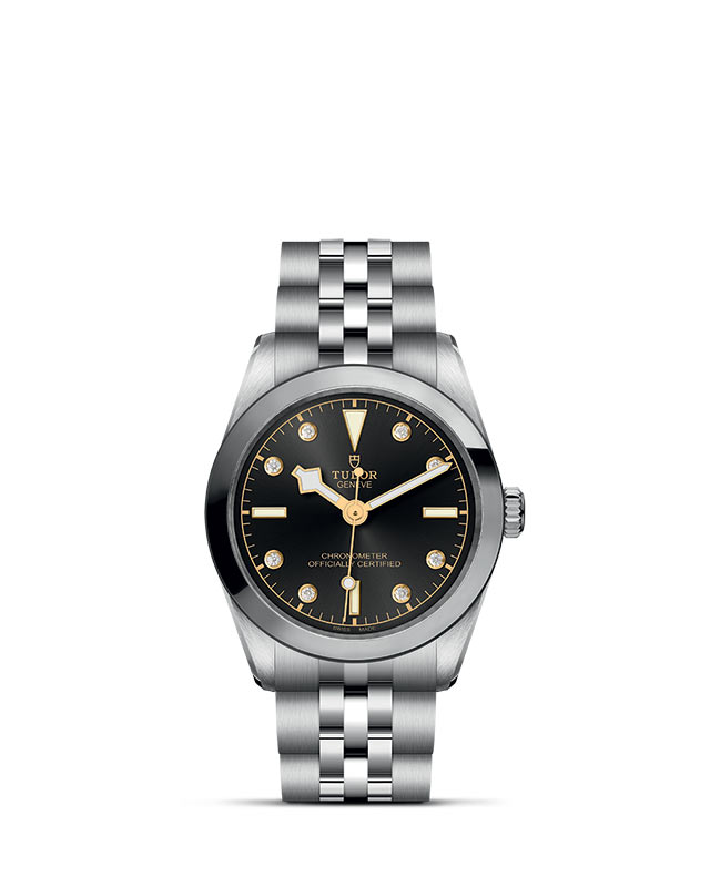 TUDOR BLACK BAY 31/36/39/41 presented upright against a white grid, focusing on its refined aesthetics.