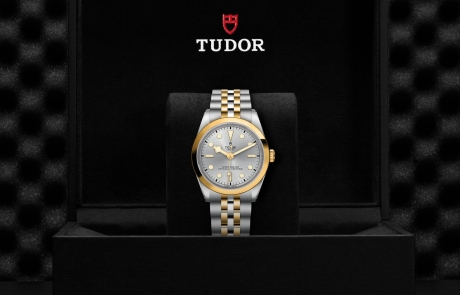 TUDOR BLACK BAY 31/36/39/41 nestled in its presentation box, symbolizing the watch's premium status.