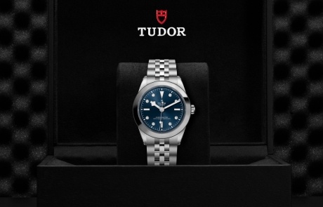 TUDOR BLACK BAY 31/36/39/41 nestled in its presentation box, symbolizing the watch's premium status.