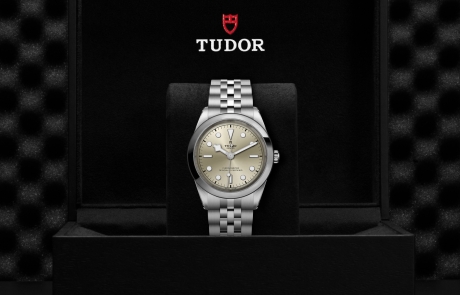 TUDOR BLACK BAY 31/36/39/41 nestled in its presentation box, symbolizing the watch's premium status.