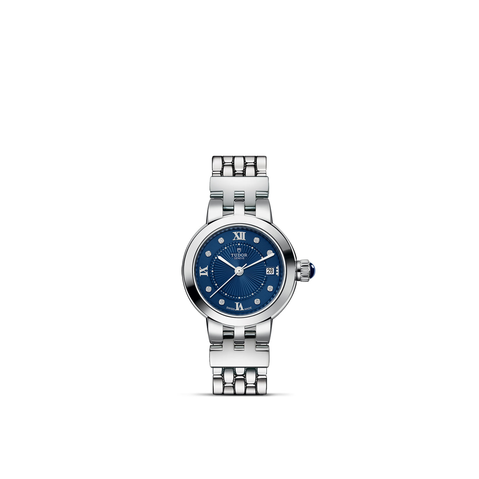 TUDOR CLAIR DE ROSE standing upright, highlighting its classic design against a white background.