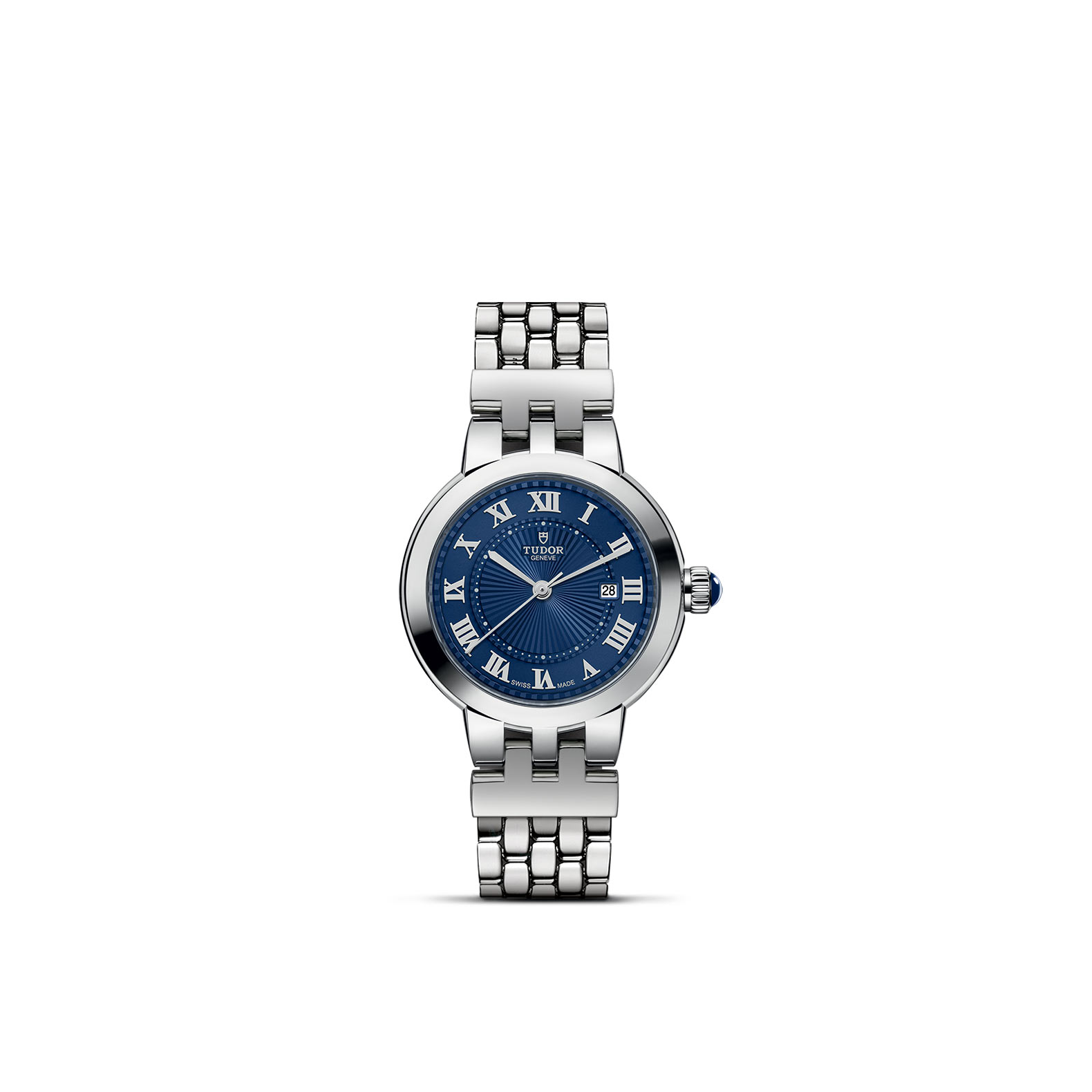 TUDOR CLAIR DE ROSE standing upright, highlighting its classic design against a white background.