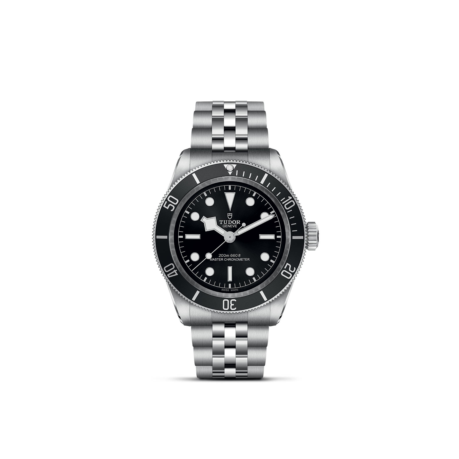TUDOR BLACK BAY standing upright, highlighting its classic design against a white background.
