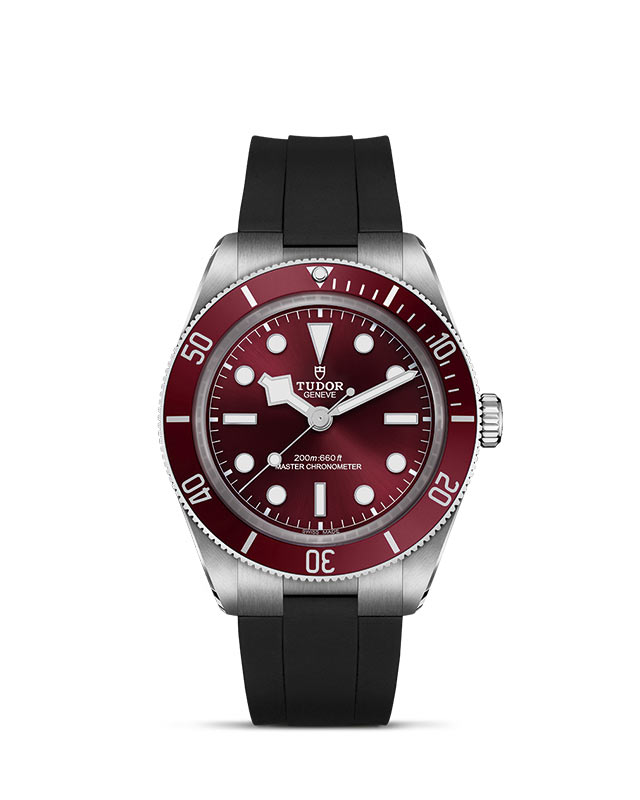 TUDOR BLACK BAY 58 presented upright against a white grid, focusing on its refined aesthetics.