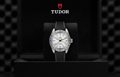 TUDOR BLACK BAY PRO nestled in its presentation box, symbolizing the watch's premium status.