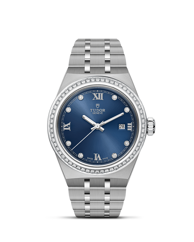 TUDOR TUDOR ROYAL presented upright against a white grid, focusing on its refined aesthetics.
