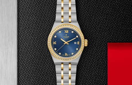 TUDOR TUDOR ROYAL displayed in a flat lay view emphasizing its design and craftsmanship.