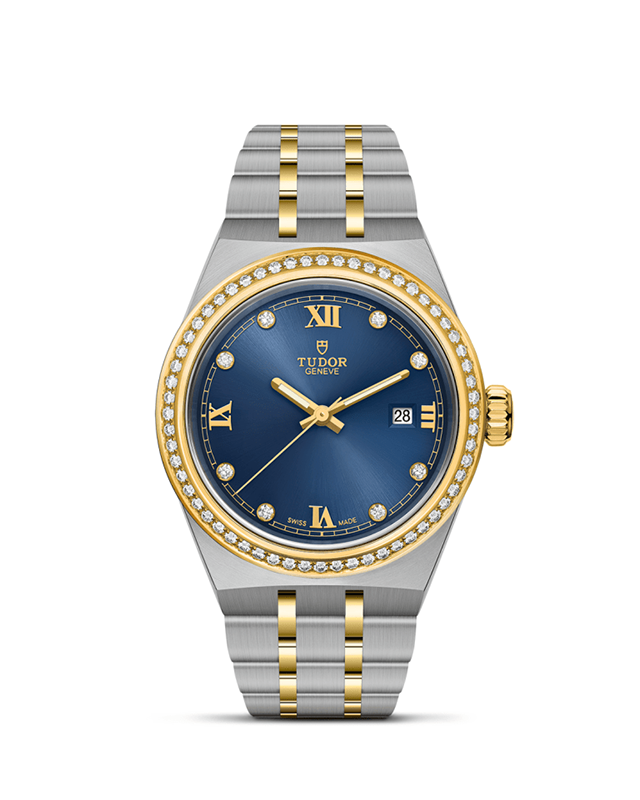 TUDOR TUDOR ROYAL presented upright against a white grid, focusing on its refined aesthetics.